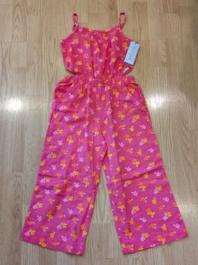 Cat & Jack Hot Pink Floral Wide-Leg Jumpsuit